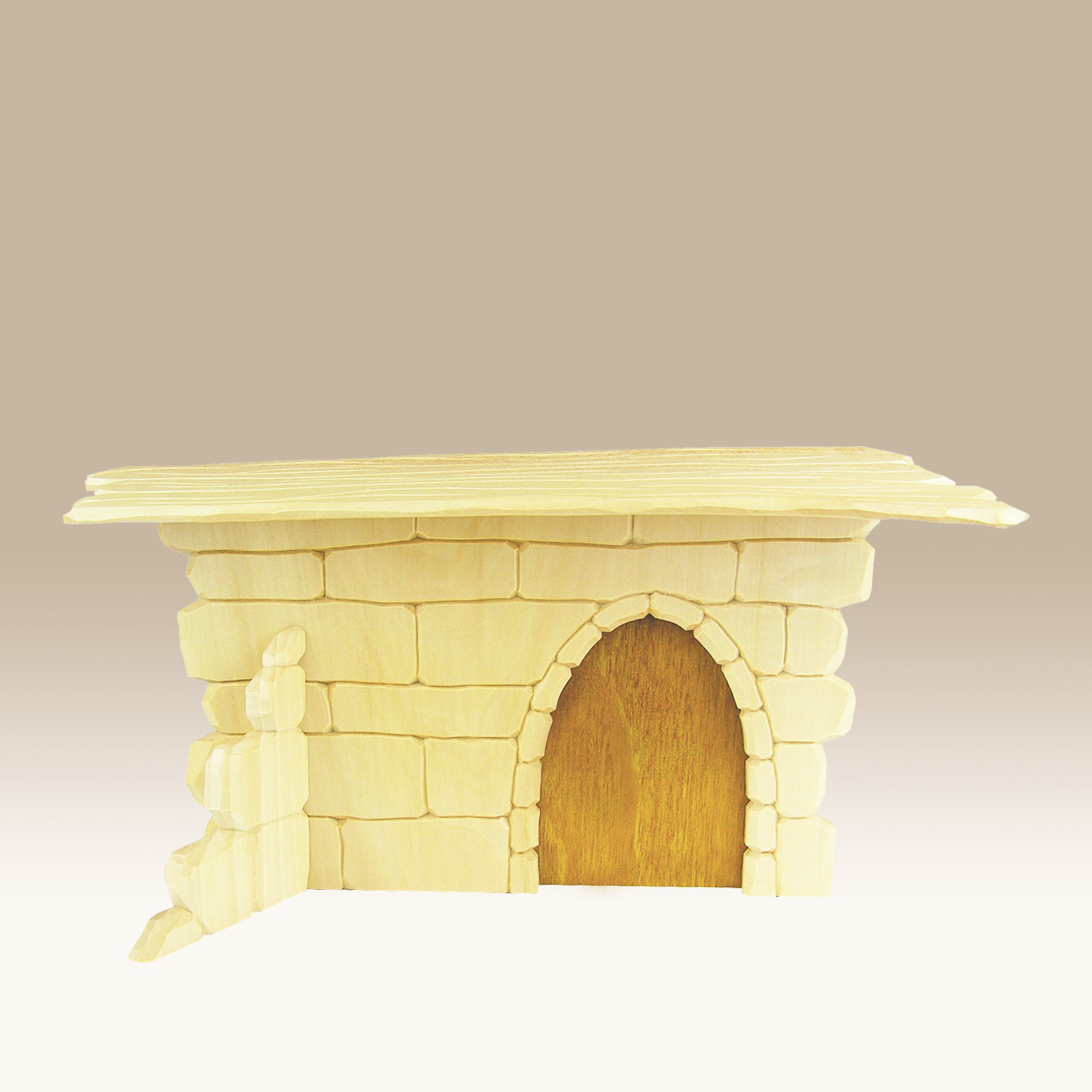 Geschnitzter Krippenstall, Mauerwerk