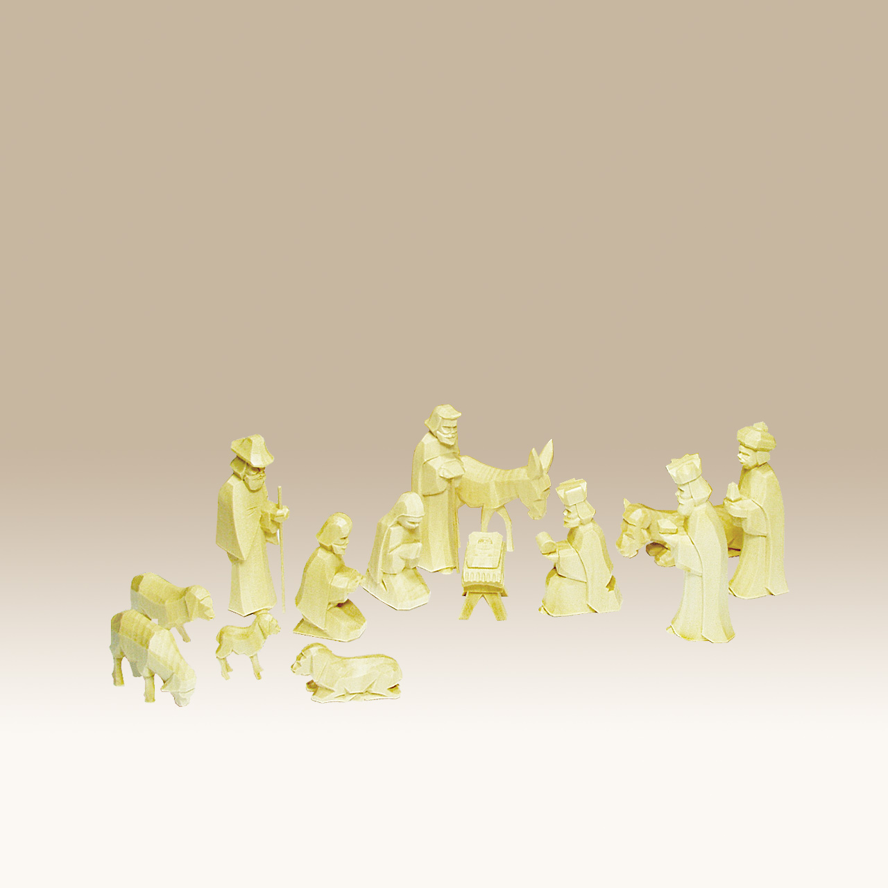 Geschnitzte Krippenfiguren, Set 14 Teile