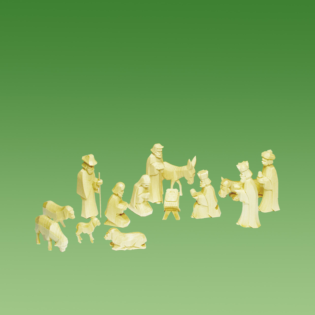 Geschnitzte Krippenfiguren, Set 14 Teile