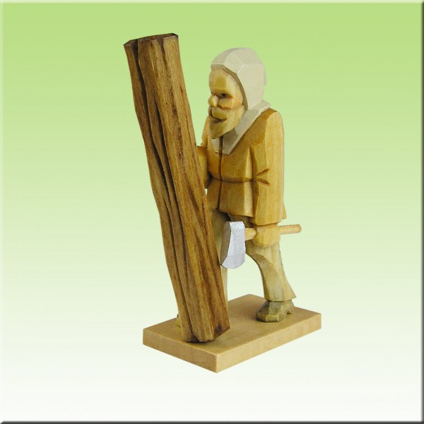 geschnitzter Bergmann, Bergzimmermann stehend, 7cm, farbig lasiert