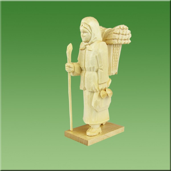 geschnitzte Waldfrau mit Pilzen, 9-12cm, natur