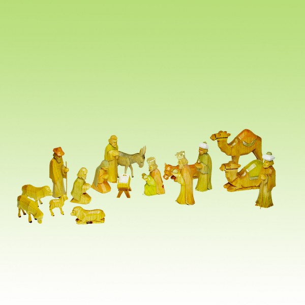 geschnitzte Krippenfiguren, Set 17 Teile