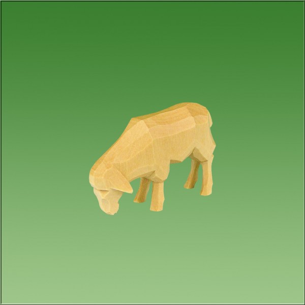 geschnitztes Schaf fressend, 7cm und 9cm, natur lasiert