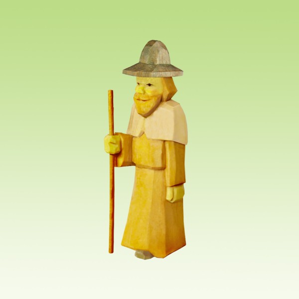 geschnitzter Hirte, mit Fellumhang