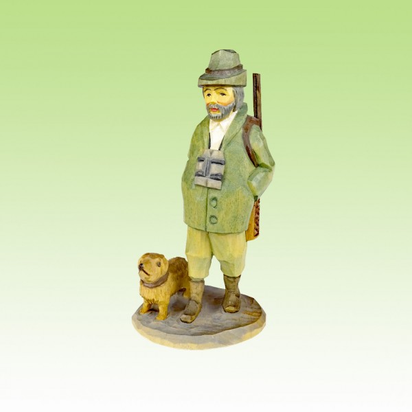 geschnitzter Förster mit Dackel